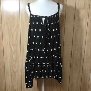 Audrey Lane Black Polka Dot Patter Adjustable Spaghetti Strap Top 3X